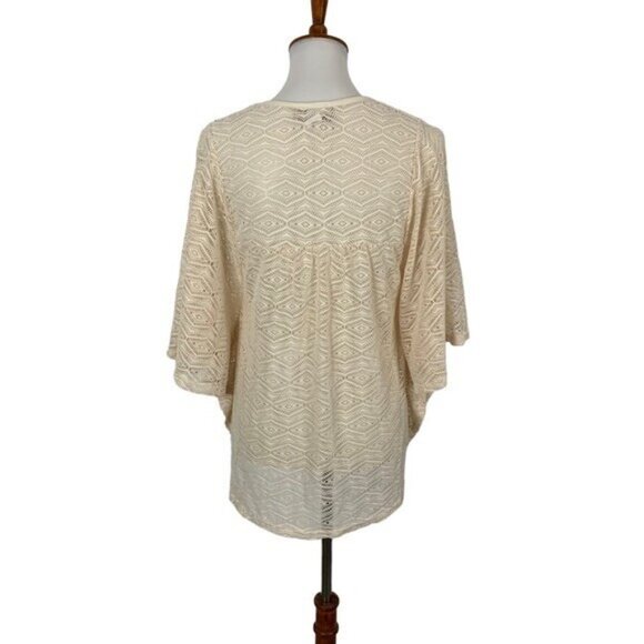 Scully Top Medium Cream Sheer See Through Boho Romantic Festival - Picture 4 of 5
